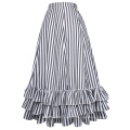 Belle Poque Estilo retro gótico estilo preto e branco Stripes Bustle saia BP000354-1